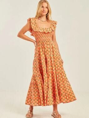 PINK CITY PRINTS Susie Pineapple Dress Medium